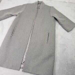 Jigsaw‎ Women's M Herringbone Coat, Gray, Wool Linen Blend Designer Jacket 3/4